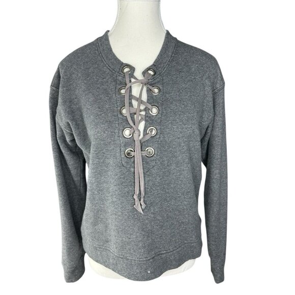 Mother Women's Charcoal Gray The Tie Up Easy Wash Activewear‎ Sweatshirt S/C39 - Picture 1 of 16